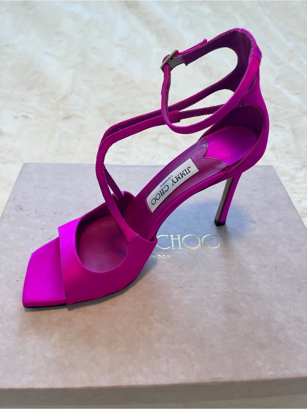 Jimmy Choo Fuschia Azia 110 Satin Sandals